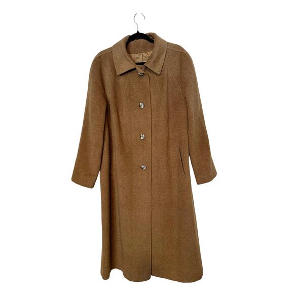 Vintage Juli de Roma Coat Women's Large Tan Brown Kajjmir Faux Cashmere Overcoat - Picture 6 of 9